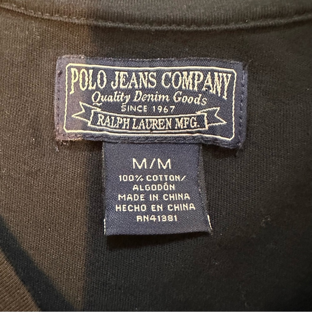 POLO Jeans Company Ladies V-neck Tee Black with Red Logo size Medium - Picture 3 of 6